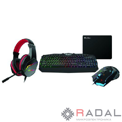 Комплект клавиатура и мышь GXZ990 игровой 1200-3600dpi + коврик + гарнитура черн. Intro Б0060195