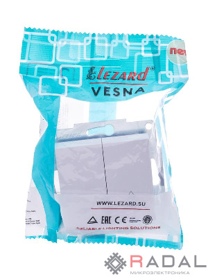 Механизм выключателя проходн. 2-кл.СП VESNA проходной двойной бел. LEZARD 742-0288-106
