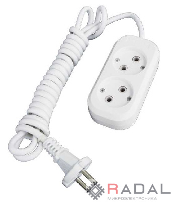 Удлинитель 2х3м без заземл. 10А IP20 Е-202 АБС-пл. ПВС 2х0.75 UNIVersal 9631960
