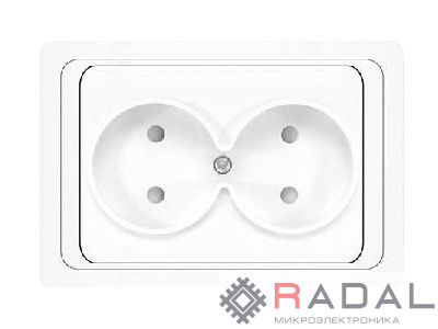 Розетка 2-м СП Валери 16А IP20 без заземл. защ. шторки бел. UNIVersal В0102x