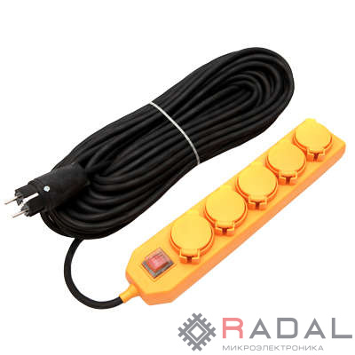 Удлинитель 5х30м с заземл. 16А IP44 У10-026 с выкл. с индик. КГ 3х1.5 розетки с защ. крышкой UNIVersal 9634140