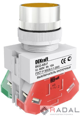 Выключатель кнопочный ABLF ВК-22 d22мм 220В желт. DEKraft 25015DEK